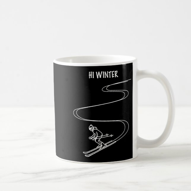 Winter Holiday Ski Line Art Christmas X-mas Skiing Kaffemugg (Höger)