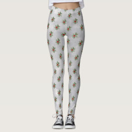 Winter Holly Berry Mönster Leggings