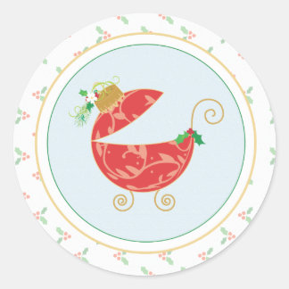Winter Holly-kuvertförsegling eller favoritetikett Runt Klistermärke