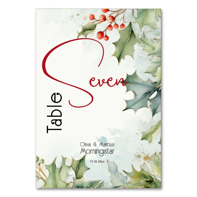 Winter Holly och Berries Bordsnummer (Framsidan)