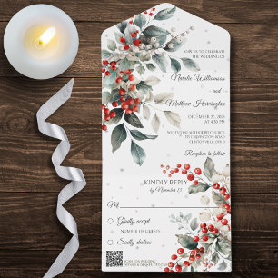 Winter Holly och Snöflingor med QR-kod