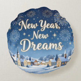 Winter home New Year Round Pillow Rund Kudde