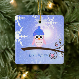 Winter, Hoot Uggla, Julgransprydnad Keramik