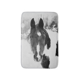 Winter Horse Black and White Badrumsmatta