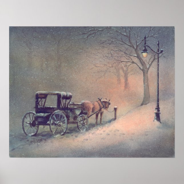 WINTER HORSE & BUGGY by SHARON SHARPE Poster (Framsidan)