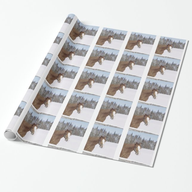 Winter Horse Theme jul Helgdag Julafton Presentpapper (Utrullad)