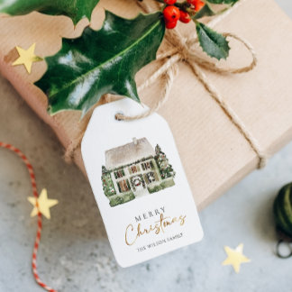 Winter House God jul Presentetikett