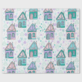 Winter Houses Art – Cozy Snowy Village Design Presentpapper
