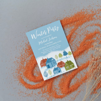 Winter houses Birthday Party Baby Inbjudningar