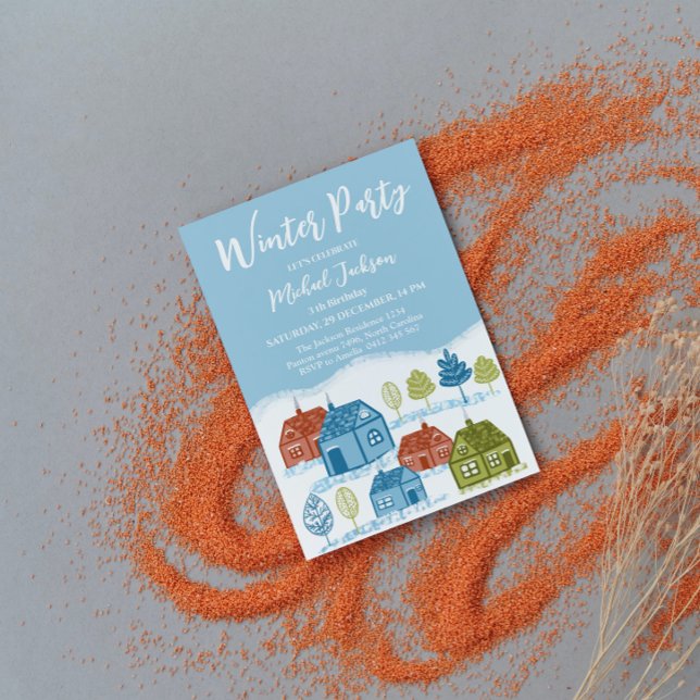 Winter houses Birthday Party Baby Inbjudningar (Skapare uppladdad)