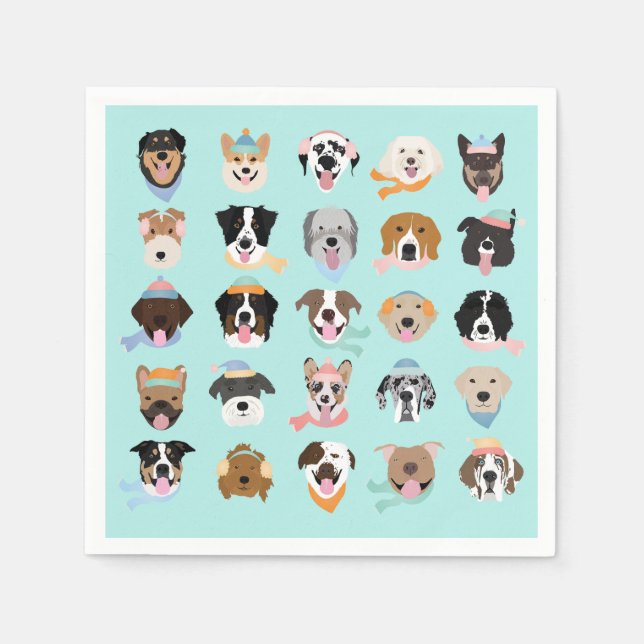 Winter Hund Ansikte Pappersservett (Framsidan)