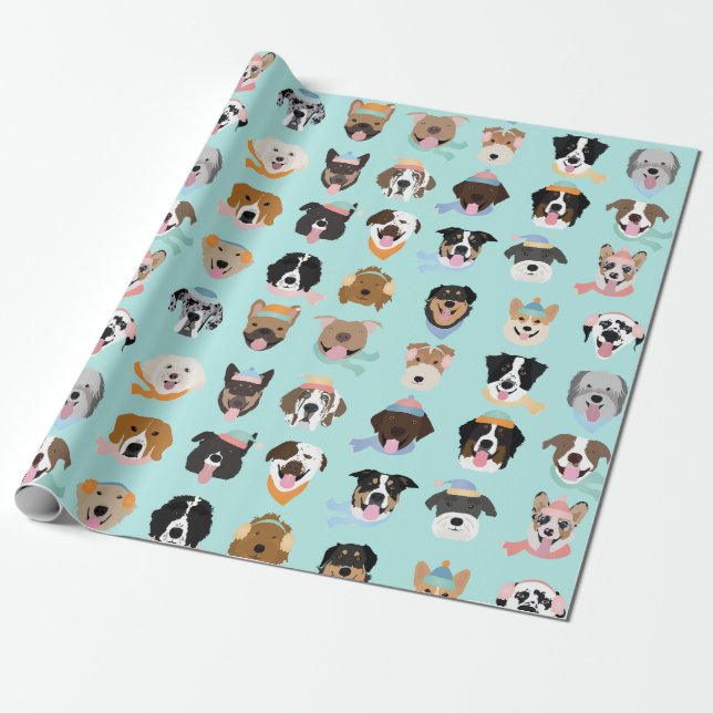 Winter Hund Ansikte Presentpapper (Utrullad)