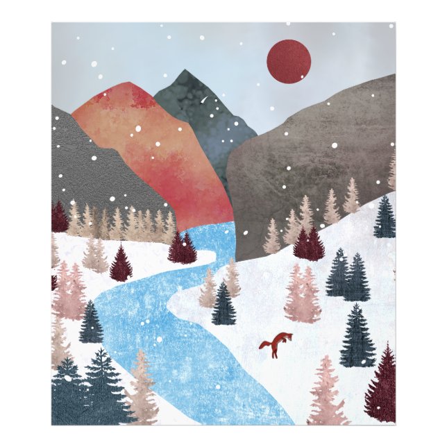 Winter Hunting Fox Fototryck (Framsidan)