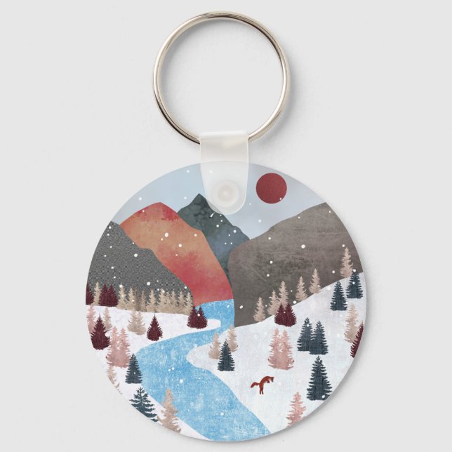 Winter Hunting Fox-Truckerkeps Nyckelring (Baksida)