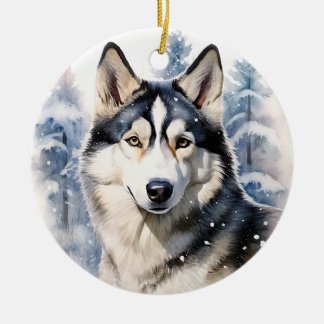 Winter Husky Julgransprydnad Keramik