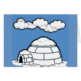 Winter IGLOO SNÖ BLÅ HIMMEL WHITE CLOUDS TECKNAD Hälsningskort