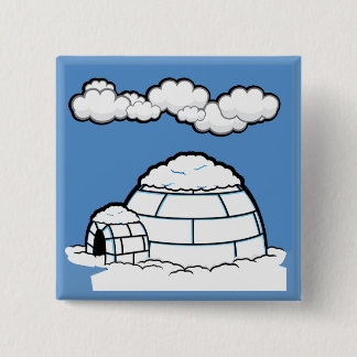 Winter IGLOO SNÖ BLÅ HIMMEL WHITE CLOUDS TECKNAD Knapp