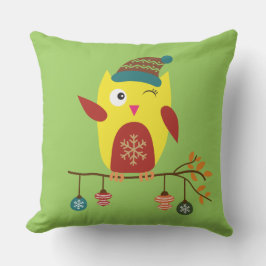 Winter Illustration av Uggla-julafton Kudde