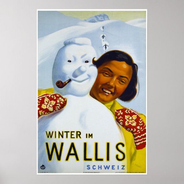 Winter im Wallis,Schweiz, Ski Poster (Framsidan)