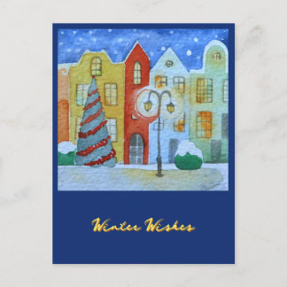 Winter In A Quiet Little Town Christmas Card Helg Vykort