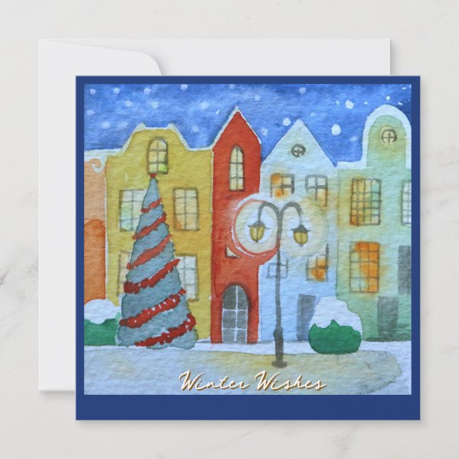 Winter In A Quiet Little Town Christmas Card Julkort (Framsida)