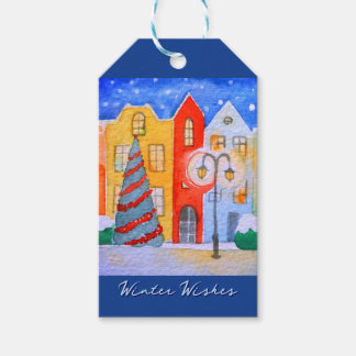 Winter In A Quiet Little Town Christmas Card Presentetikett