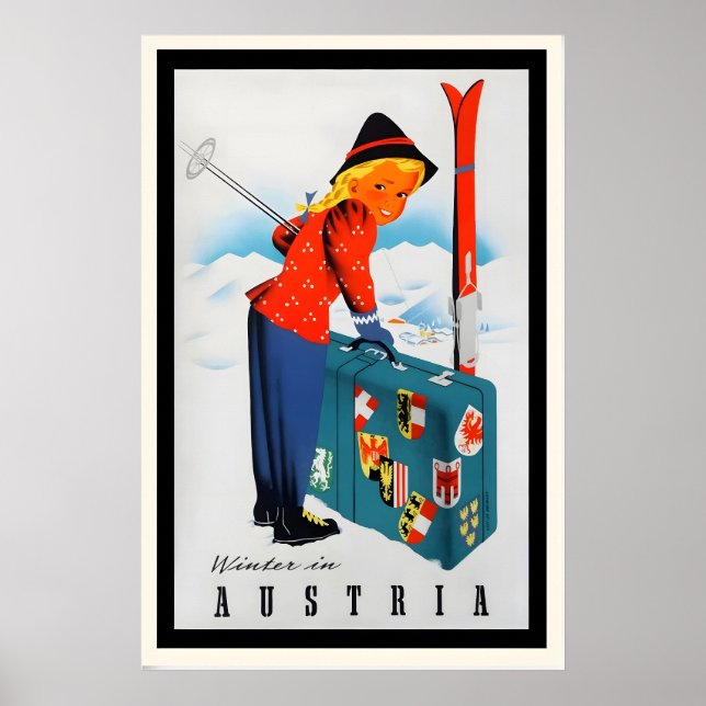 Winter in Austria Vintage Ski Poster - Framed (Framsidan)
