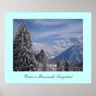 Winter in Braunwald, Schweiz Poster