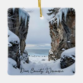 Winter in Door County  Wisconsin Souvenir Keepsake Julgransprydnad Keramik