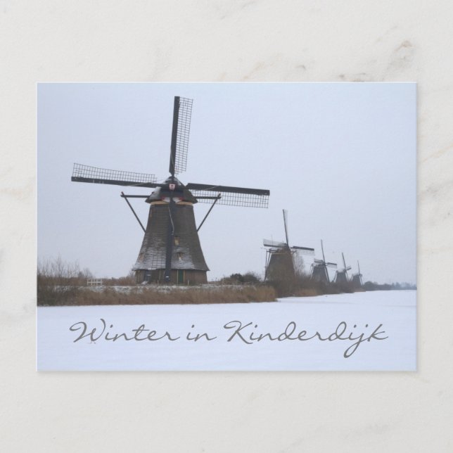 Winter in Kinderdijk, Unescos webbplats Vykort (Framsida)