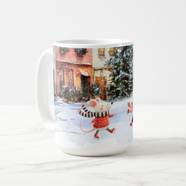 Winter in Mice Town 15oz. Kaffemugg (Framsida vänster)