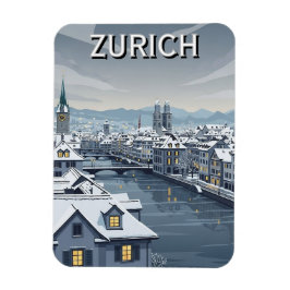 Winter in Zurich Switzerland Travel Magnet