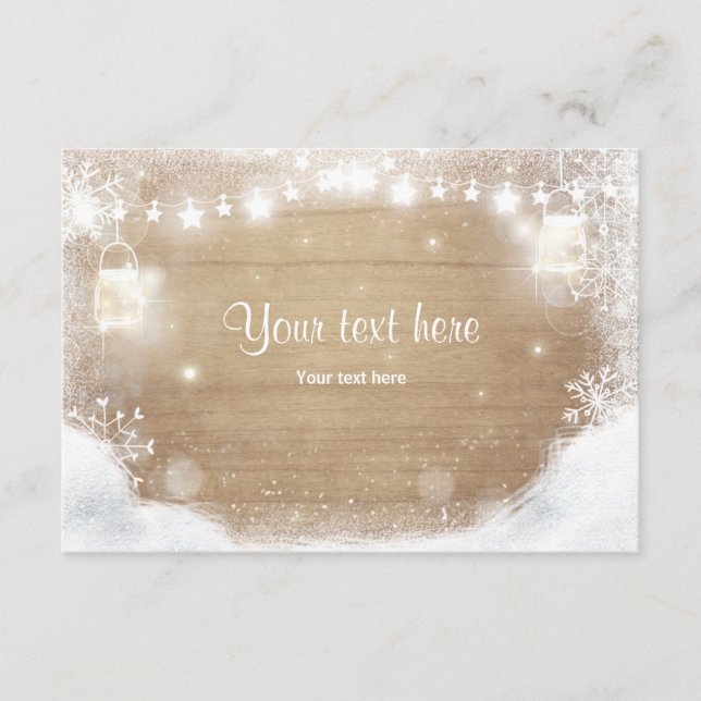 Winter Infoga kort Snö Rustic wood Mason burk (Framsida)