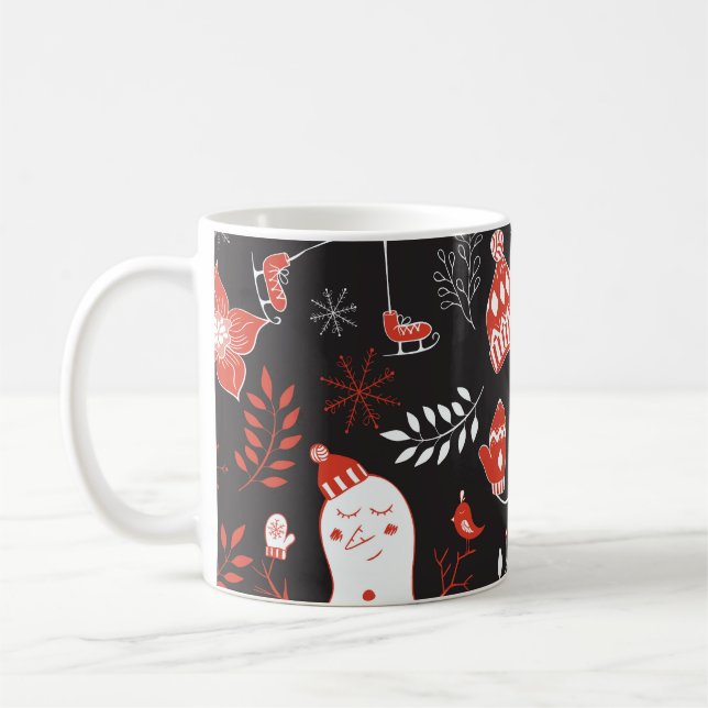 Winter Inslag: Cute Hand plockade. Kaffemugg (Vänster)
