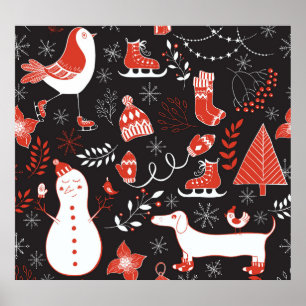Winter Inslag: Cute Hand plockade. Poster