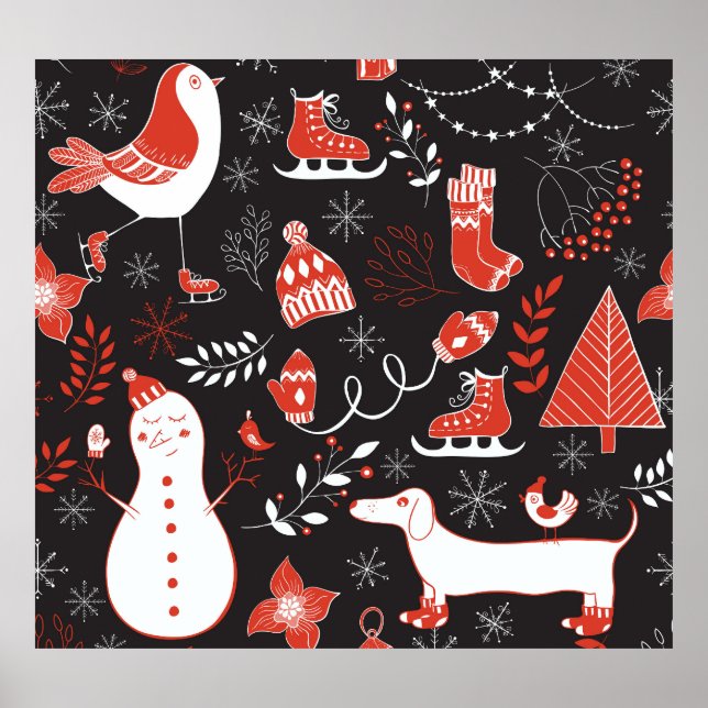 Winter Inslag: Cute Hand plockade. Poster (Framsidan)