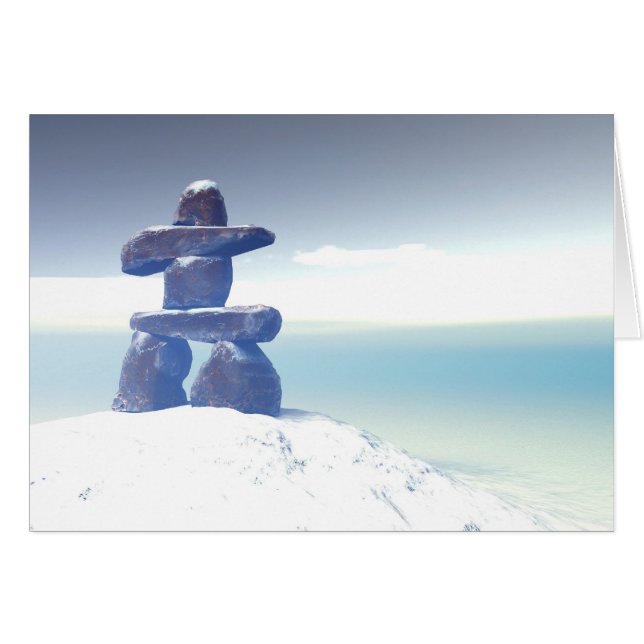 Winter inukshuk Card Hälsningskort (Framsidan Horizontal)