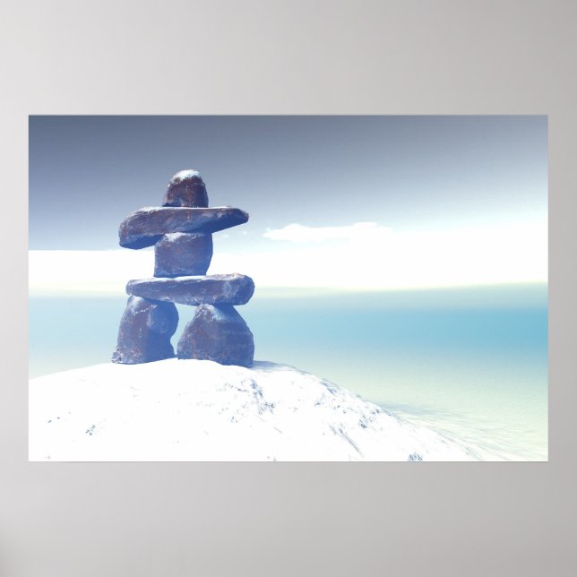Winter inukshuk Skriv ut Poster (Framsidan)