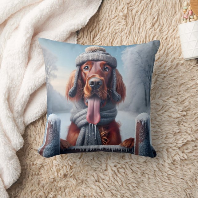 Winter Irish Setter Hund Kudde (Filt)