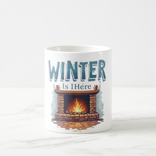 Winter Is Here Fireplace Mug – Cozy Fire Design Kaffemugg (Center)