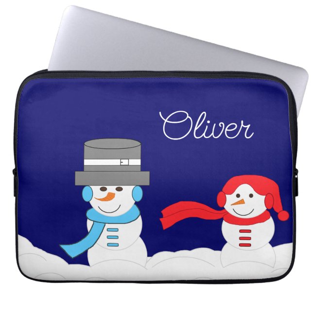 Winter is Snowy:  Dark Blue Laptop Fodral (Framsidan)