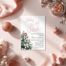 Winter It's Cold Outside Pink Bow Baby Shower