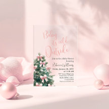 Winter It's Cold Outside Pink Bow Girl Baby Shower