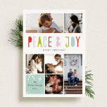Winter Joy Helgdag Card Julkort<br><div class="desc">En ljus och färgstark helgdag-kortdesign som säger "Fred och glädje" i ett lekfullt teckensnitt. Anpassa det här kortet med 6 foton och en personlig hälsning.</div>