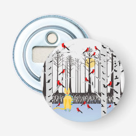 Winter Joy - Katt med scarf Birch Träd Kardinals Flasköppnare