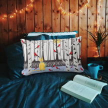 Winter Joy - Katt med scarf Birch Träd Kardinals