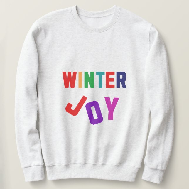 Winter Joy - Mysigt färglöst Brev Lång Ärmad Tröja (Design framsida)