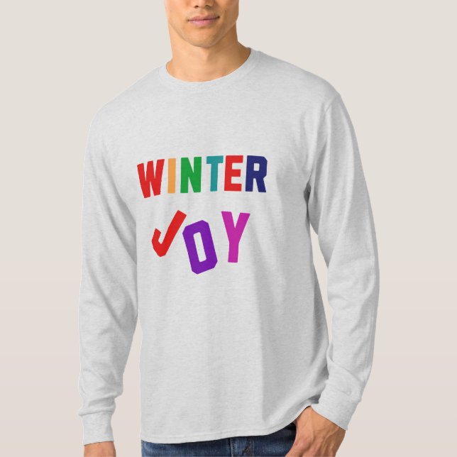 Winter Joy - Mysigt färglöst Brev T Shirt (Framsida)