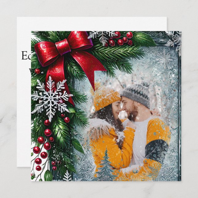 Winter jul evergreen gräns julkort (Fram/baksida)