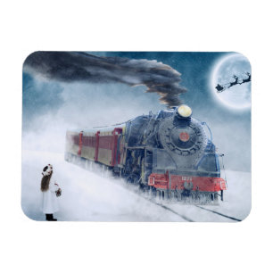 Winter Julafton Tåg med Girl Magnet